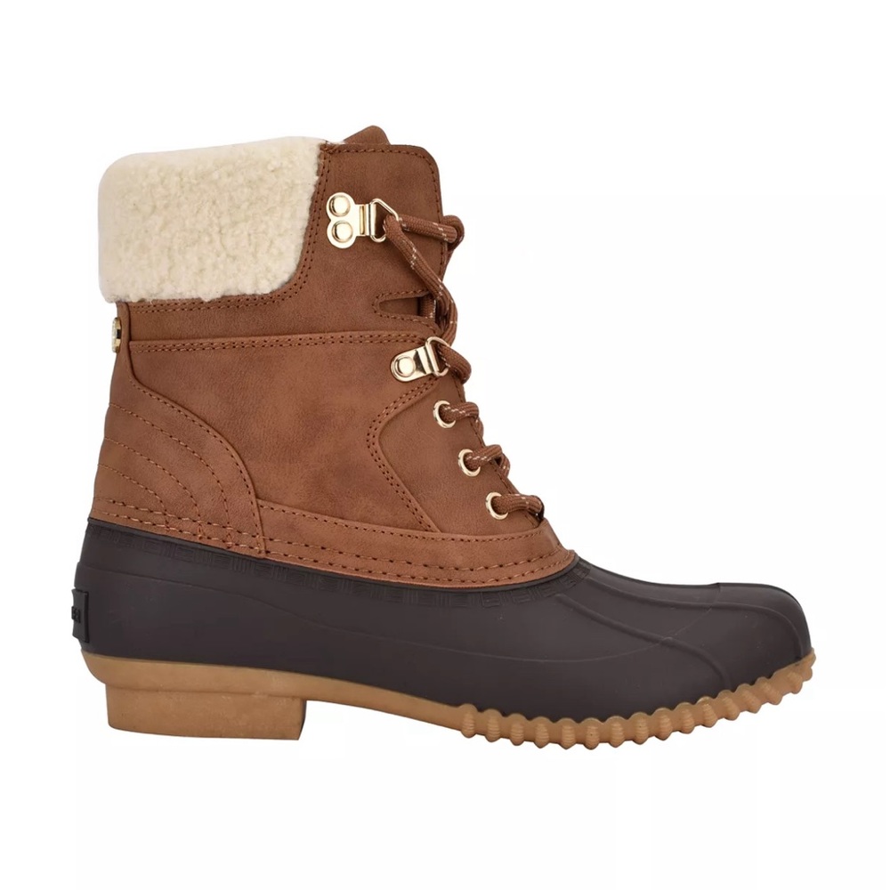 TONMY HILFIGER WOMEN’S RAINAH DUCK BOOTIES DARK BROWN - Picture 5 of 5